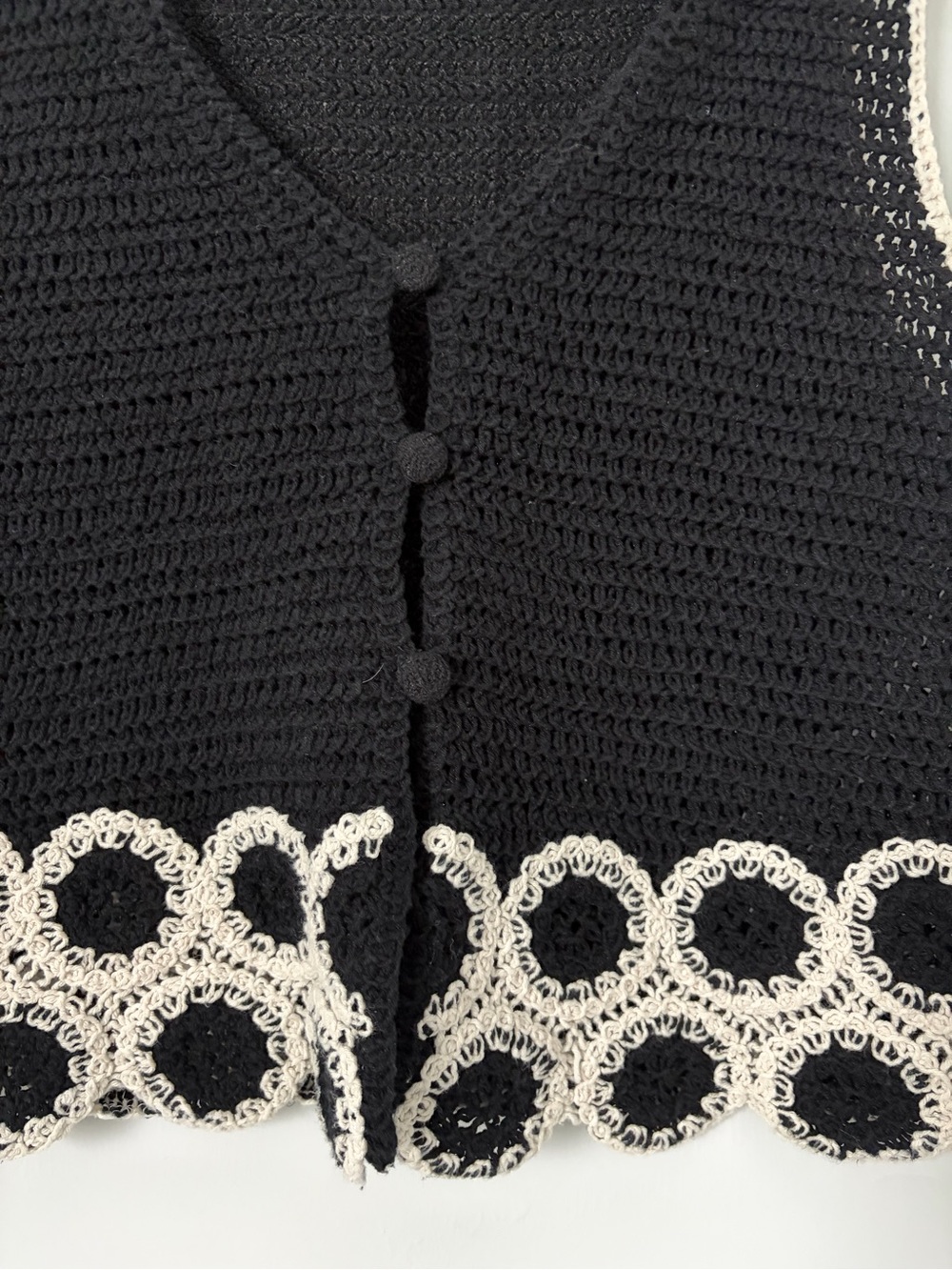 Mango Black Crochet Two-Piece Set with Cream Trim - Picture 4 of 8